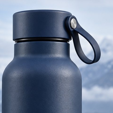 Detail of the navy cap and carry loop